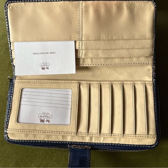 Coach Shoulder Bag Navy, White, Orange Signature C Pattern with wallet - Picture 14 of 15